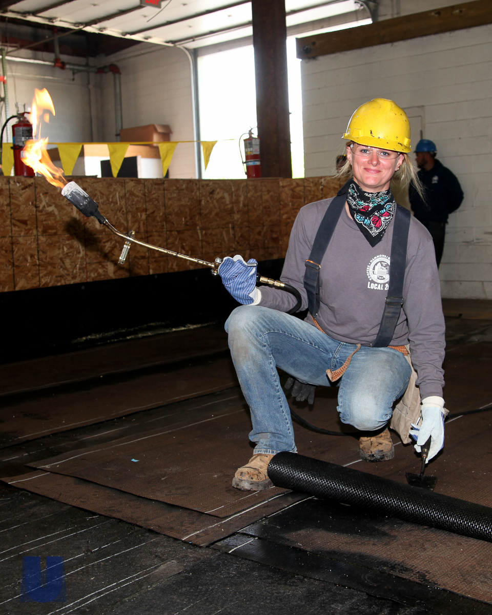 Women wearing hardhats