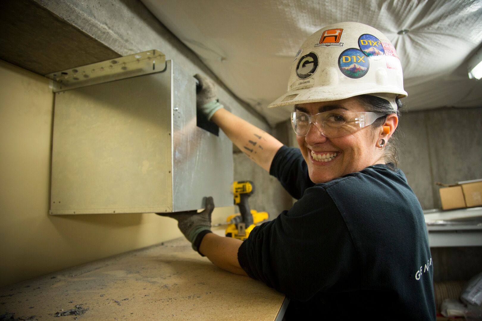 Women wearing hardhats