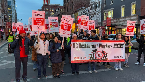 Restaurant workers march through Washington, D.C.